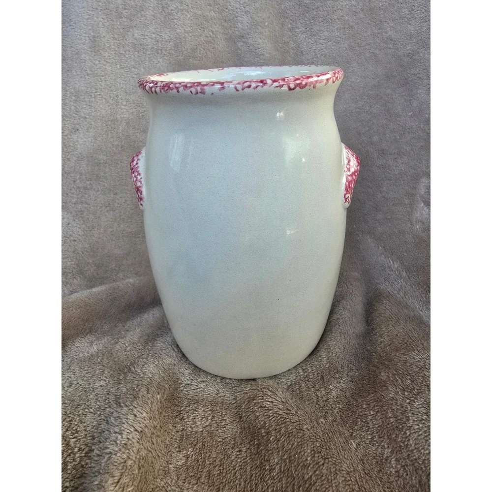 Vintage Christmas Tree Ceramic Crock Utensil Holder Holiday Decor